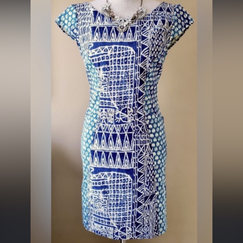 LOWERED PRICE Tracy Reese Gorgeous Batik Patterned Cap-Sleeve Dress